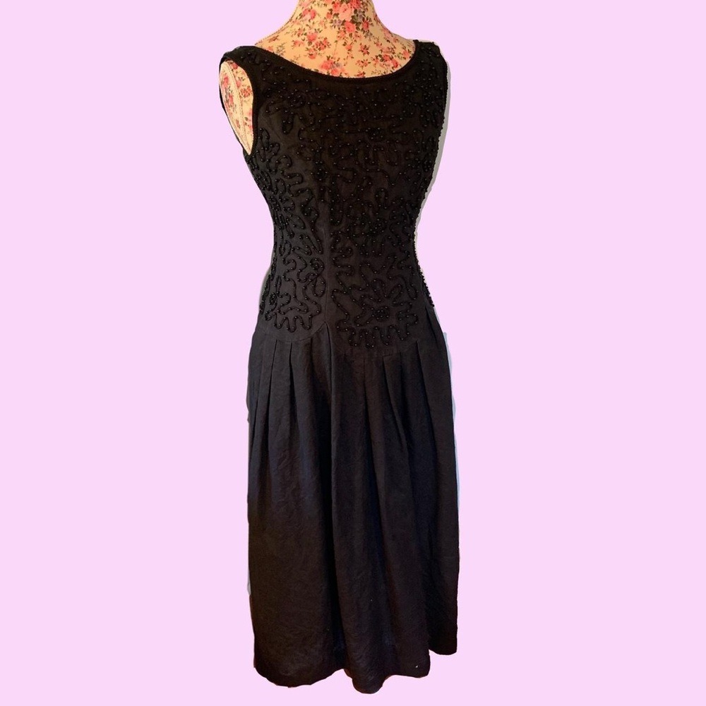 Vintage beaded Black Sleeveless Dress